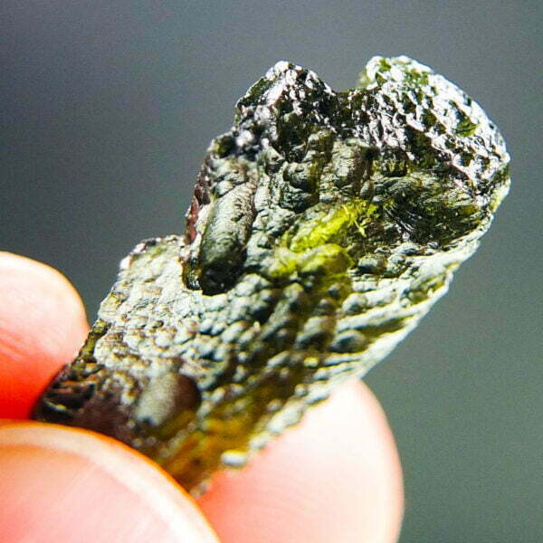 Rare Certified Moldavite with closed bubble - quality A+