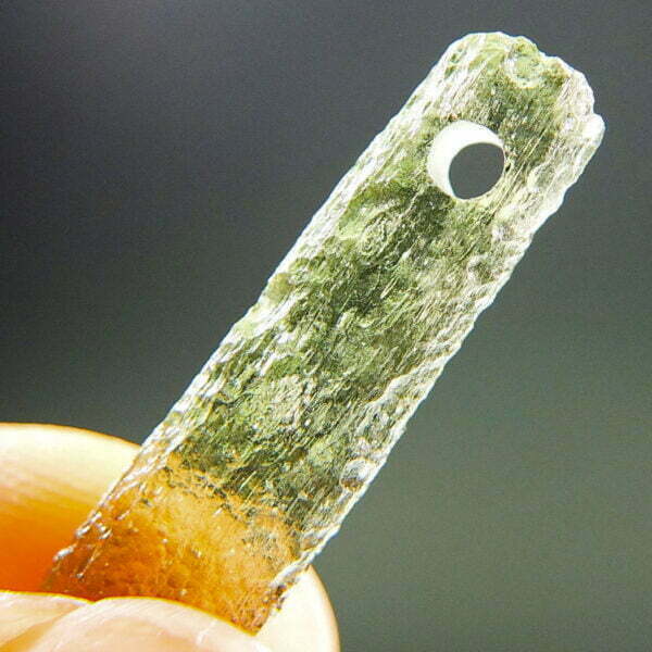 Drilled Moldavite with CERTIFICATE - Stick shape
