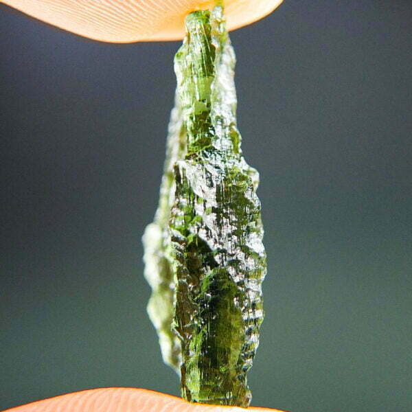 Vibrant green Certified Drilled Moldavite - quality A+