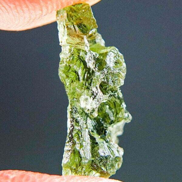 Vibrant green Moldavite with natural hole - quality A+