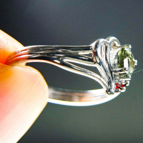 Moldavite Silver Ring - Heart - CERTIFIED