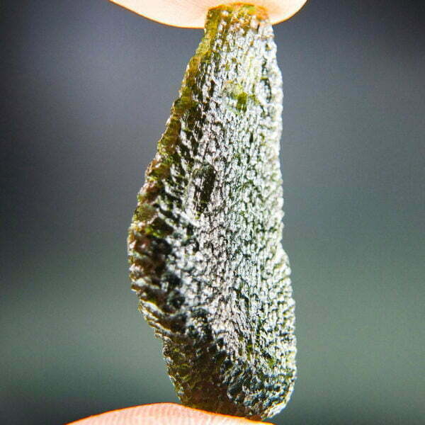 Moldavite with CERTIFICATE - Drop - natural upper fragment shape - Shiny