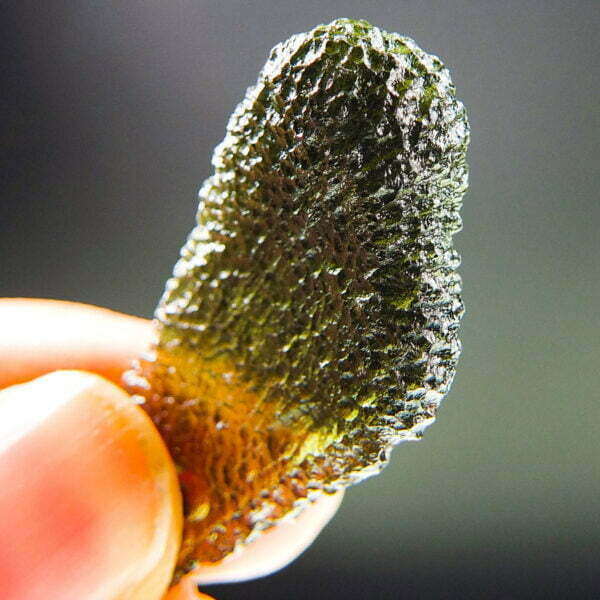 Moldavite with CERTIFICATE - Drop - natural upper fragment shape - Shiny