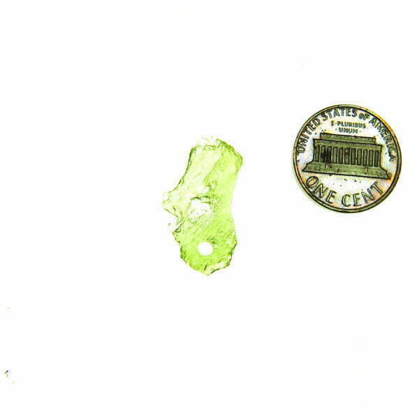 Vibrant green Drilled Moldavite with cerificate