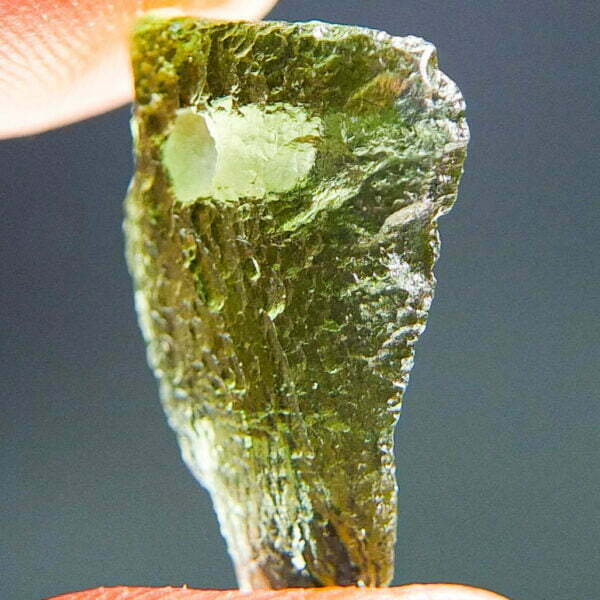 Vibrant green Drilled Moldavite with cerificate