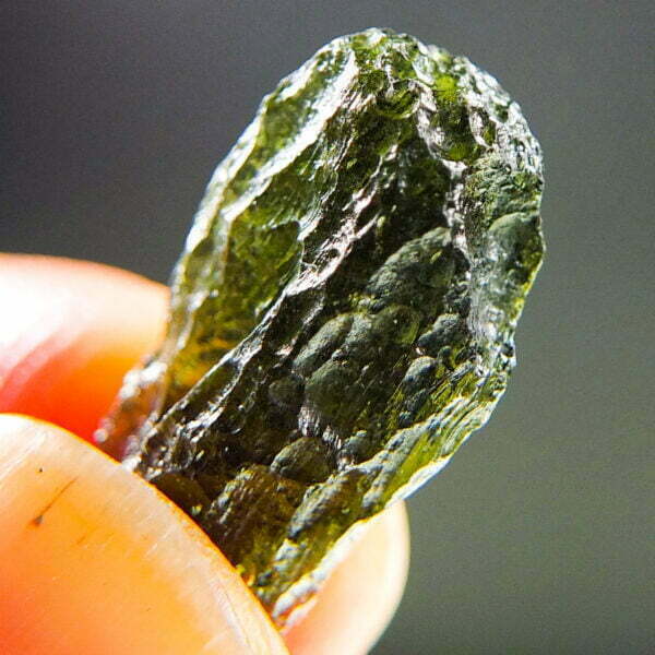 Moldavite with CERTIFICATE with open bubble - Shiny