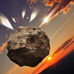 Meteorite impacting earth