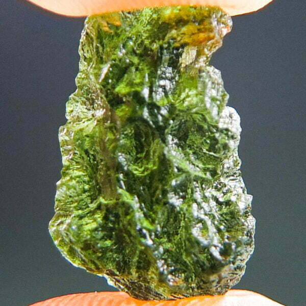Vibrant green Moldavite with CERTIFICATE - Drop - natural lower fragment (belly) shape