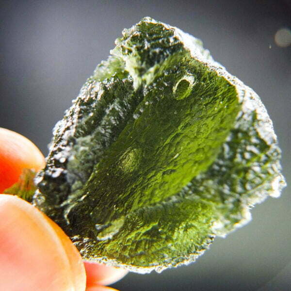 Big Certified Moldavite with closed bubble - quality A+/++