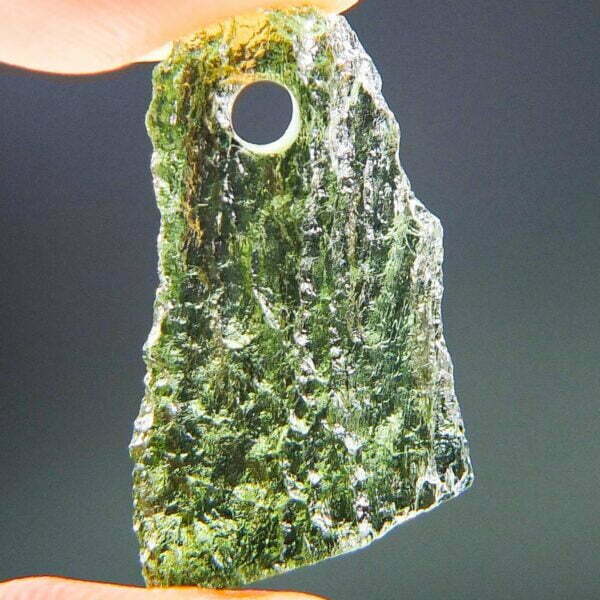 Drilled Vibrant green Moldavite with CERTIFICATE