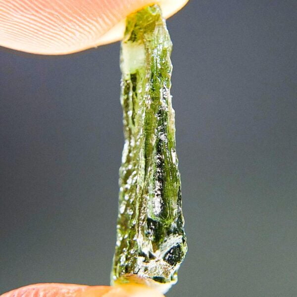 Drilled Vibrant green Moldavite with CERTIFICATE