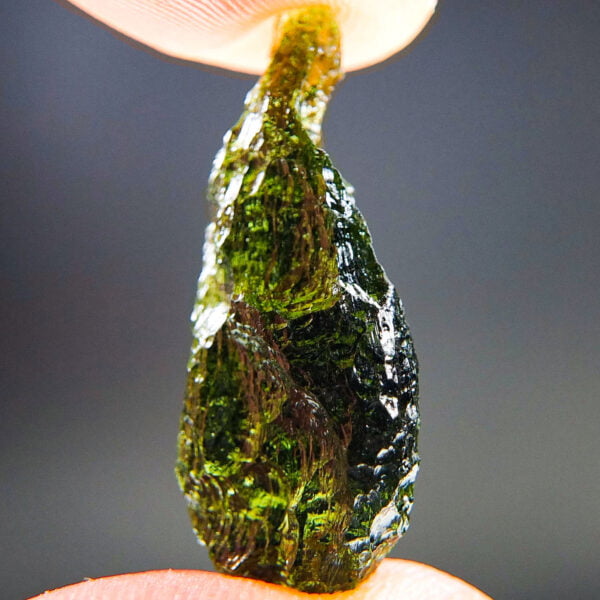 Rare Moldavite - Very Glossy - Drop shape - Certified