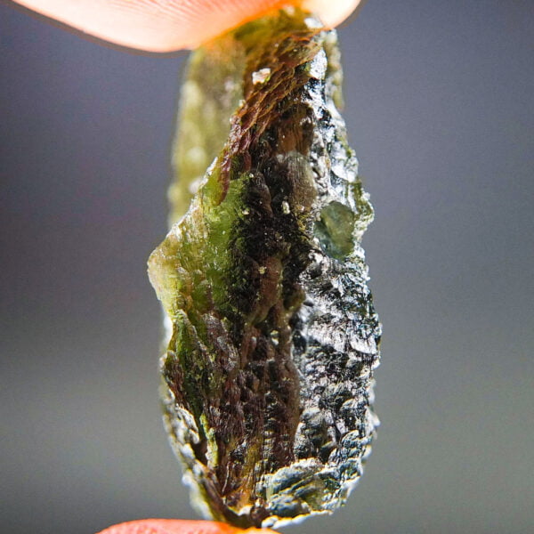 Rare Moldavite with CERTIFICATE - with imprint of big bubble - quality A+