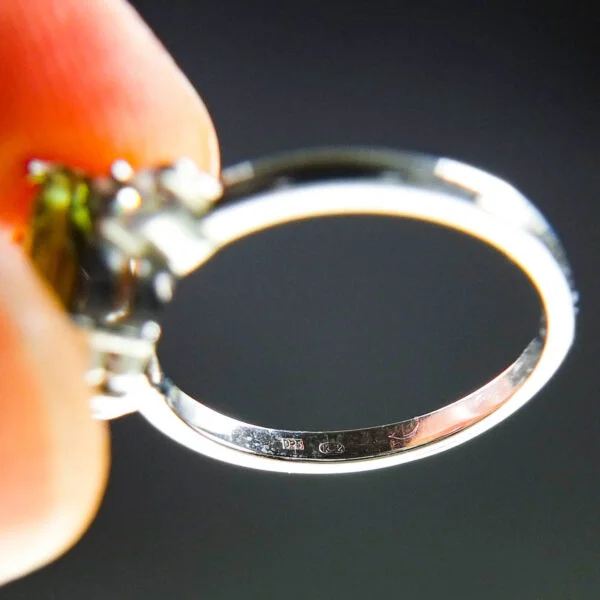 Ring - Moldavite + Silver + Zircons - Certified