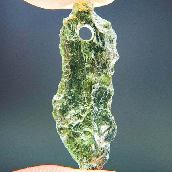 Vibrant green Drilled Moldavite - Pendant - Certified - quality A+