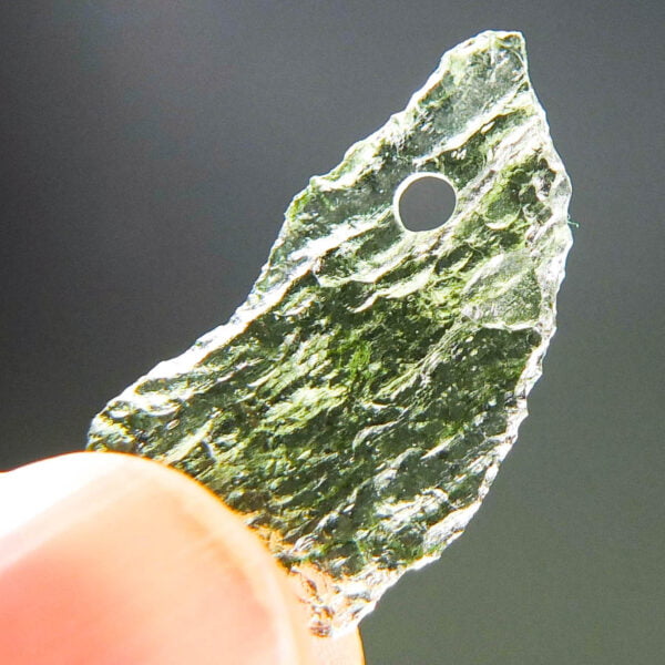 Drilled Moldavite - Pendant - Very Glossy - RARE with CERTIFICATE