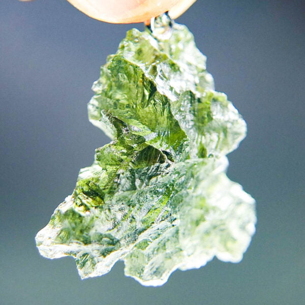Moldavite pendant - Hedgehog from Besednice - Certified - quality A+/++