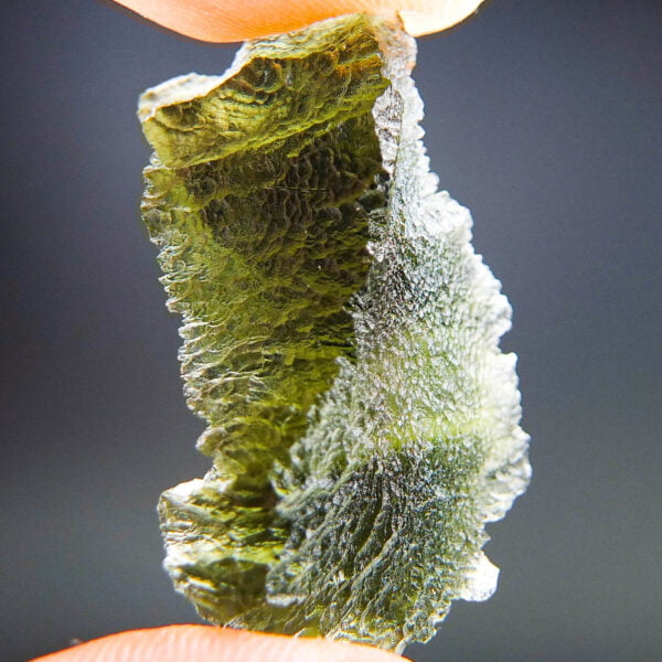 Rare Moldavite with visible Lechatelierite needle - Certified - quality A+/++