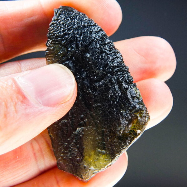 Big Rare Moldavite with CERTIFICATE with big open bubble