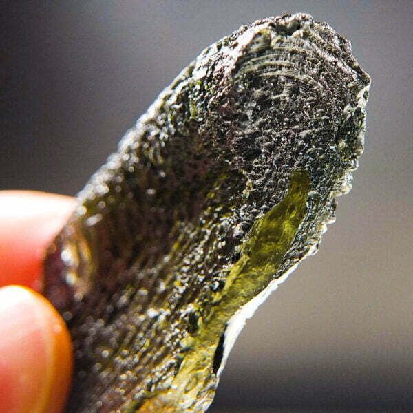 Big Rare Moldavite with CERTIFICATE with big open bubble