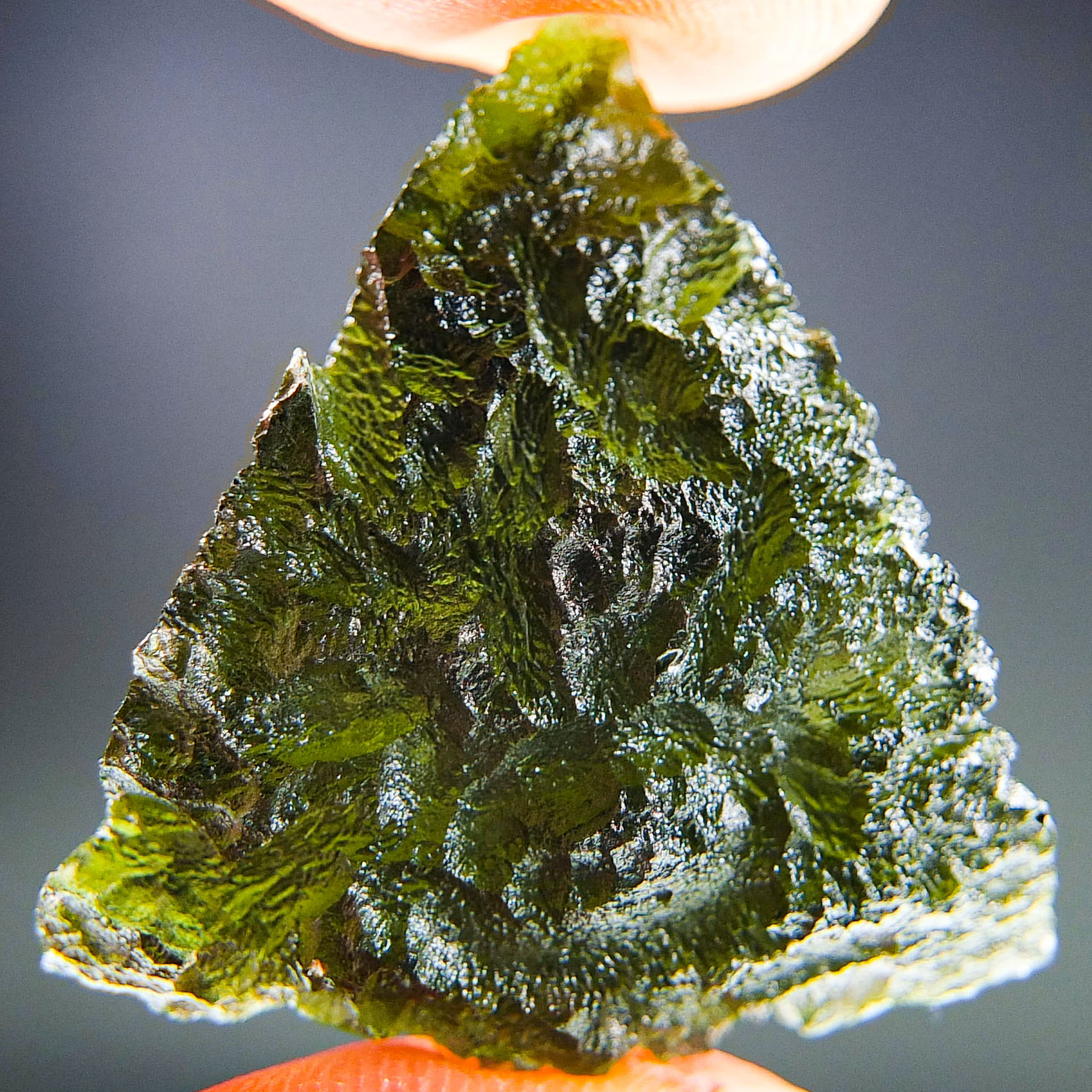 Moldavite with CERTIFICATE - Elipsoid - natural fragment shape - quality A+