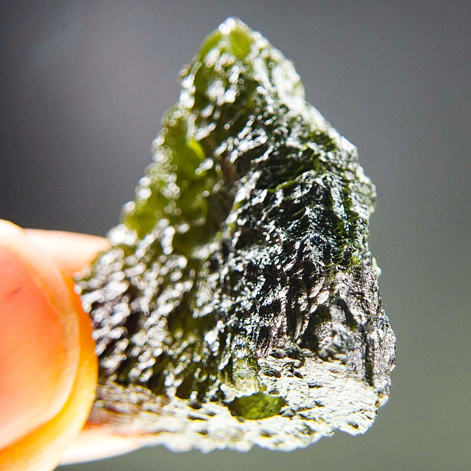 Moldavite with CERTIFICATE - Elipsoid - natural fragment shape - quality A+