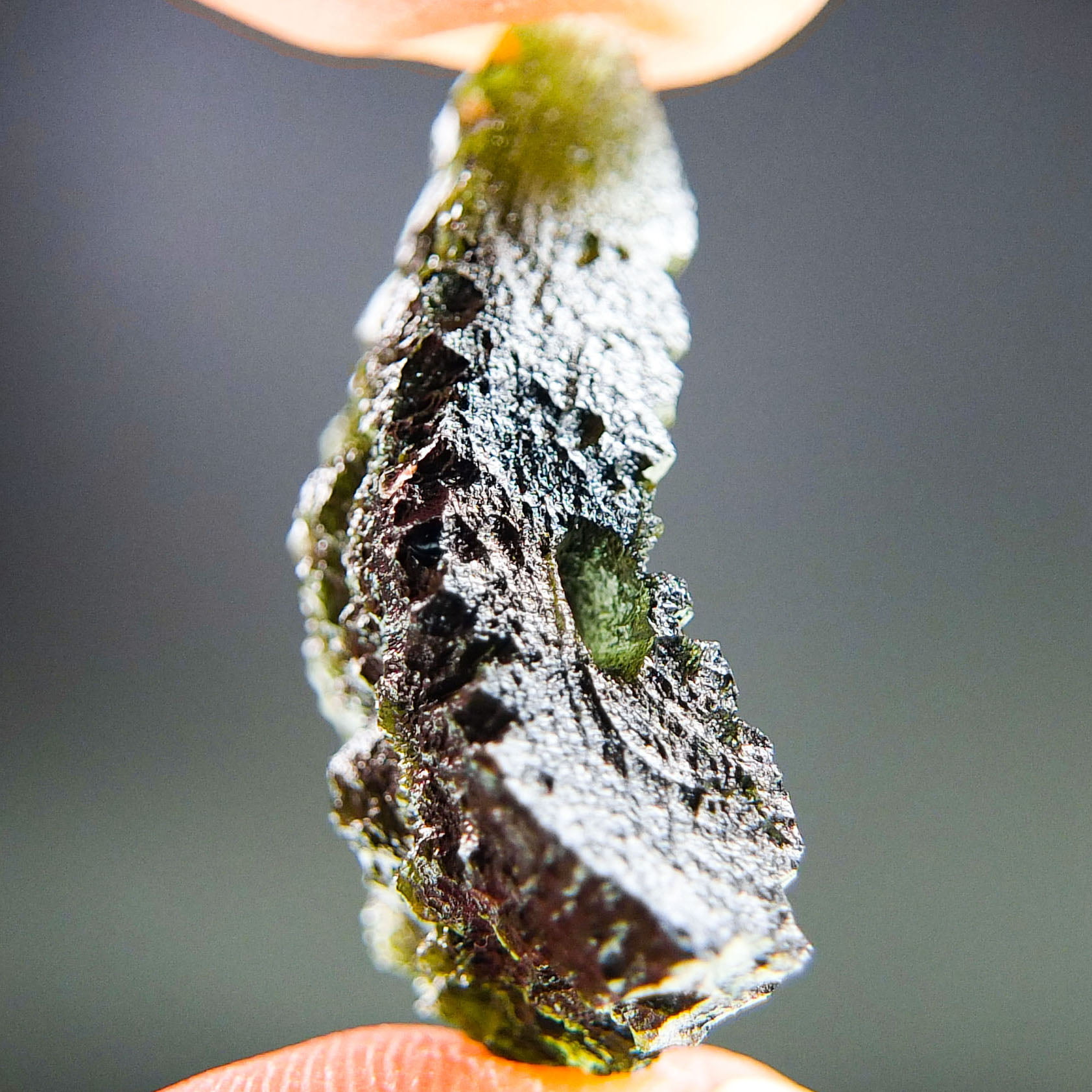 Moldavite with CERTIFICATE - Elipsoid - natural fragment shape - quality A+