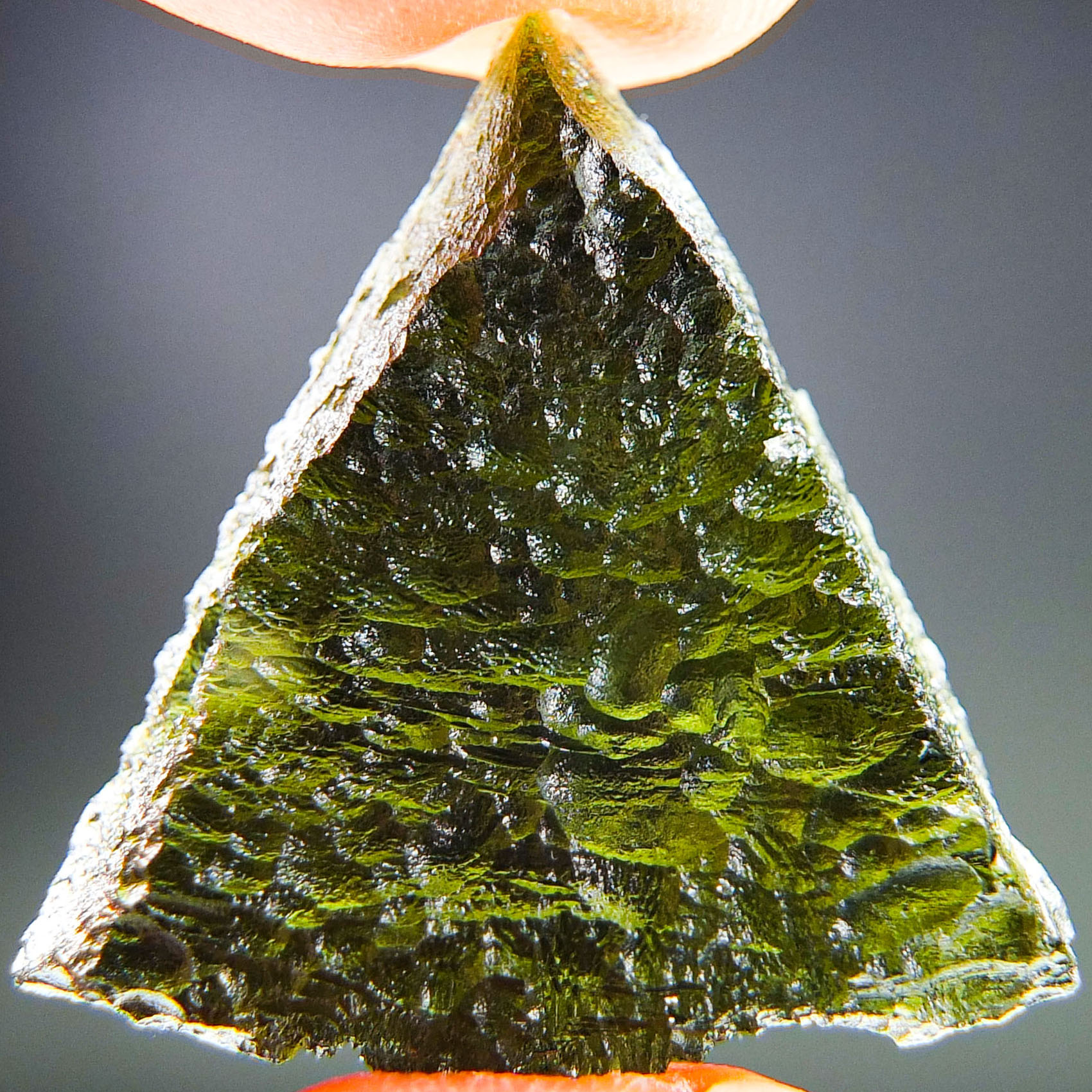 Moldavite with CERTIFICATE - Elipsoid - natural fragment shape - quality A+