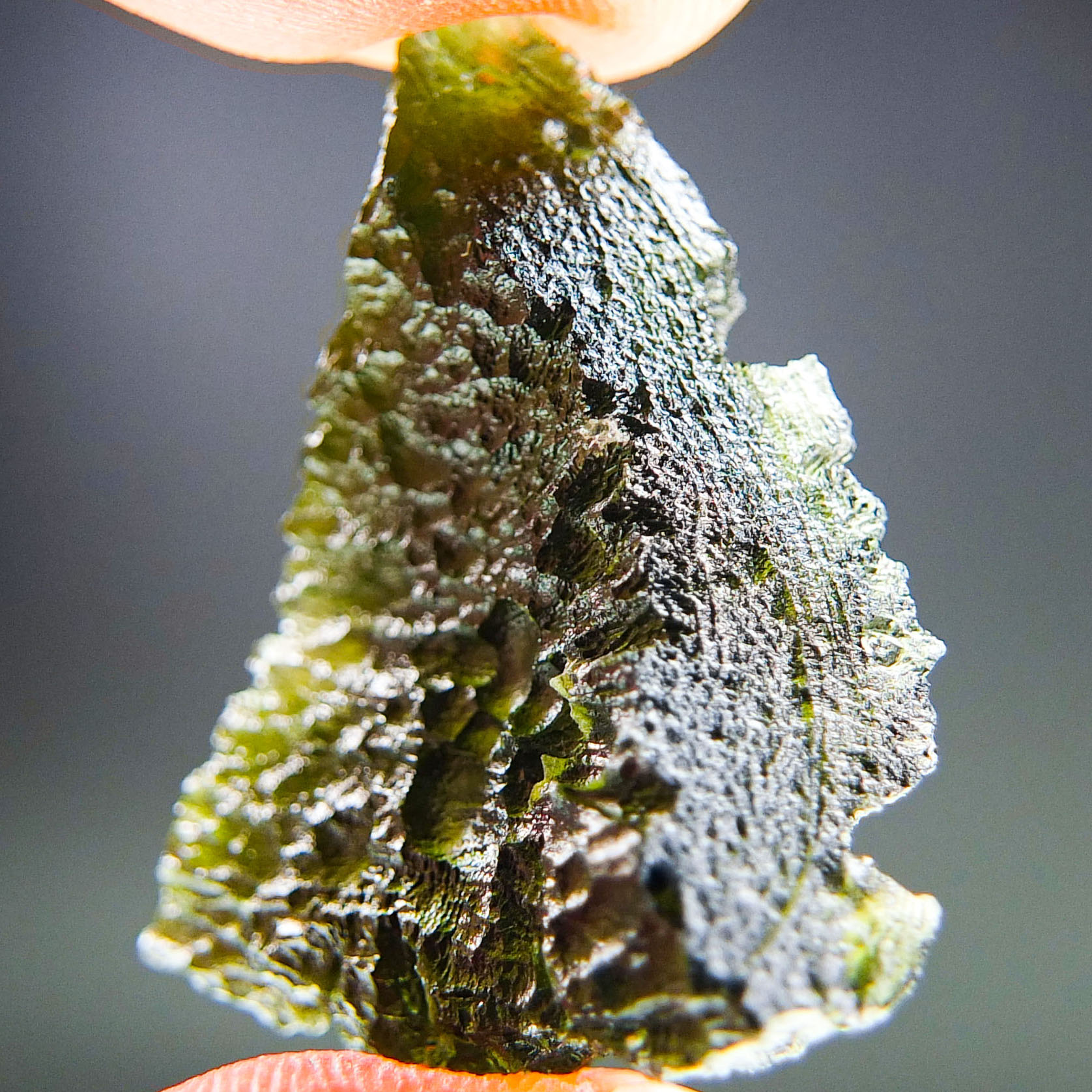 Moldavite with CERTIFICATE - Elipsoid - natural fragment shape - quality A+