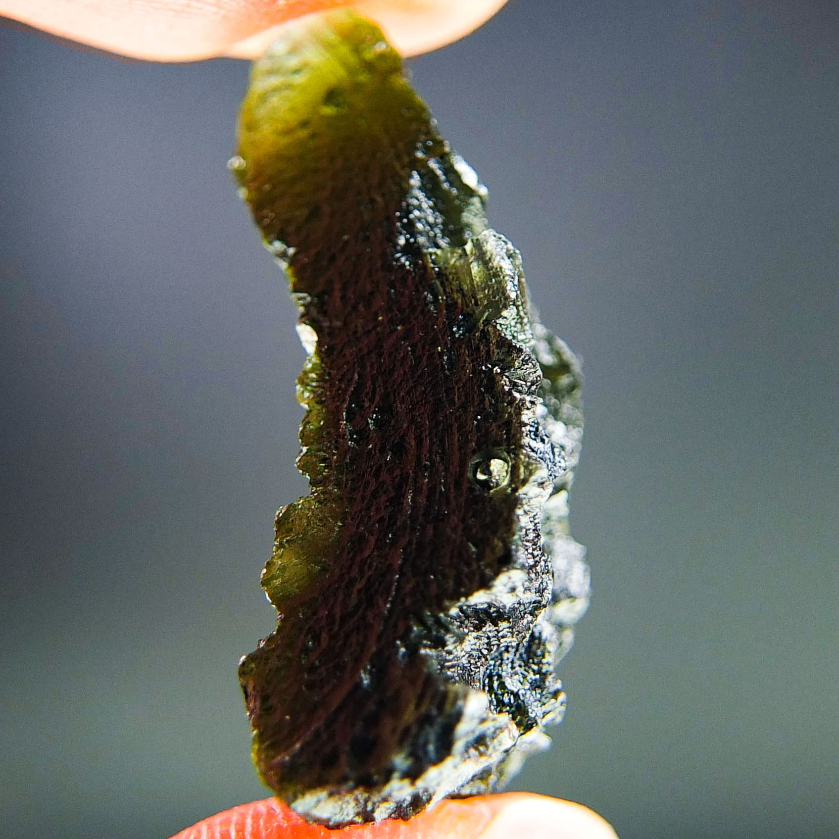 Moldavite with CERTIFICATE - Elipsoid - natural fragment shape - quality A+