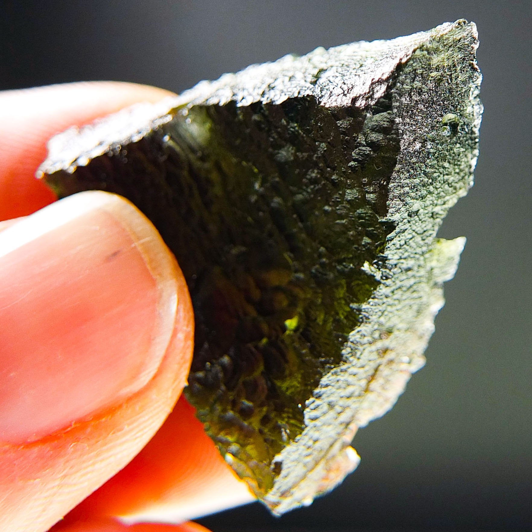 Moldavite with CERTIFICATE - Elipsoid - natural fragment shape - quality A+
