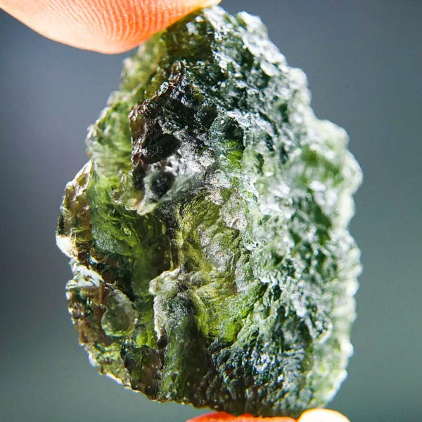 Big Rare Moldavite with big closed bubble - Certified - quality A+
