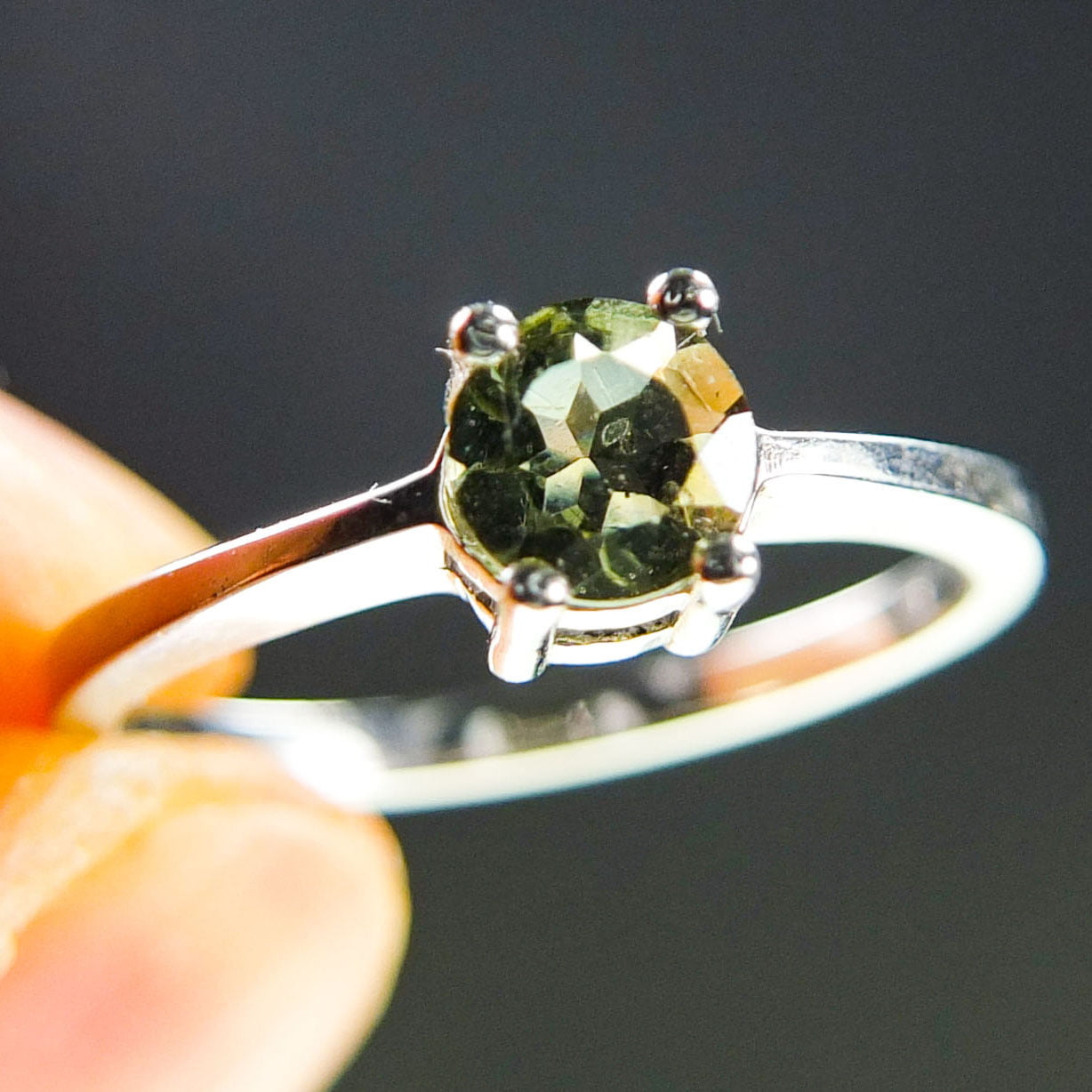 Moldavite Silver Ring - Certified