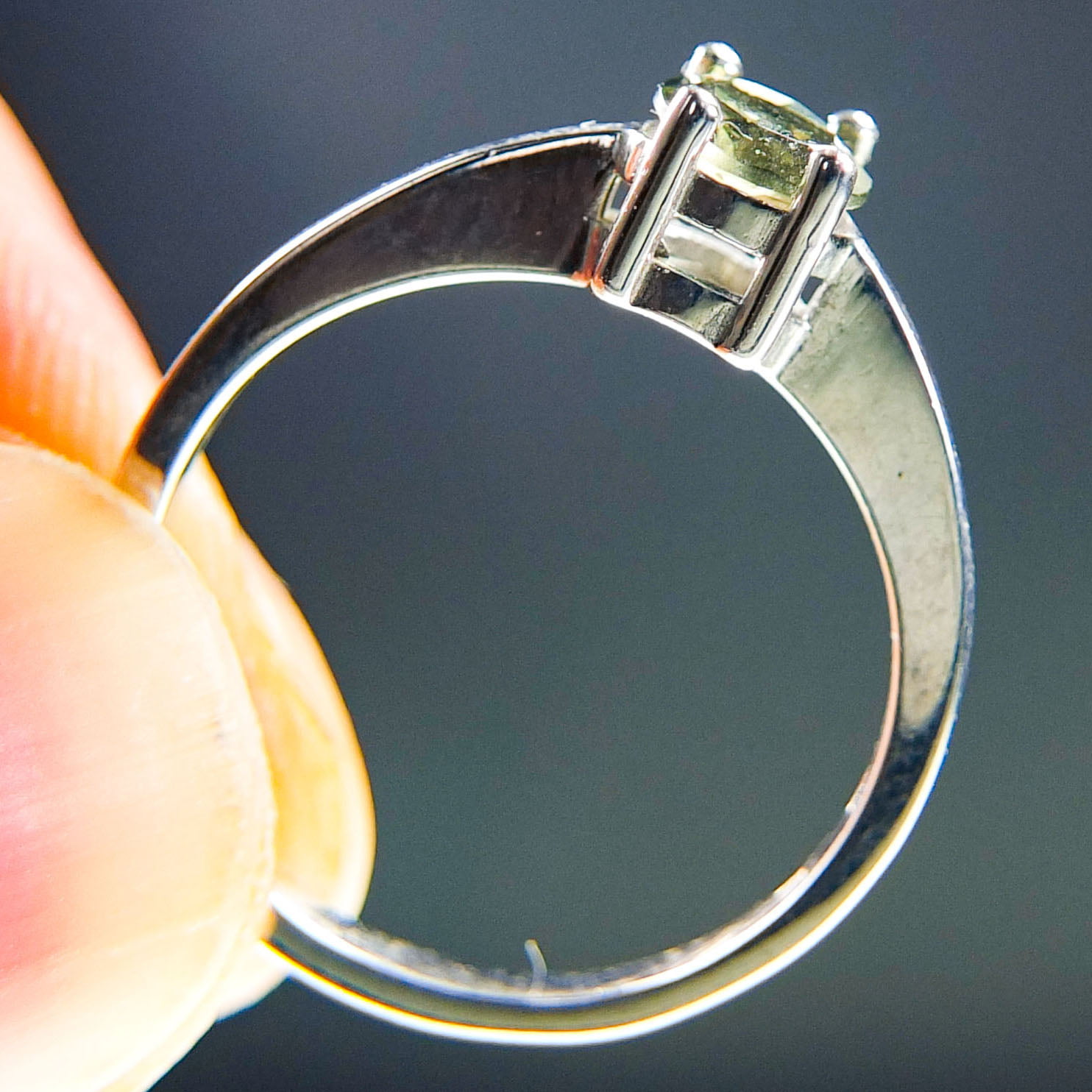 Moldavite Silver Ring - Certified