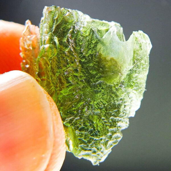 Rare Moldavite - uncommon texture, open bubble, quality A+/++