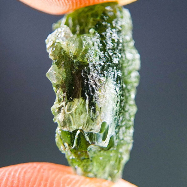 Rare Moldavite - uncommon texture, open bubble, quality A+/++