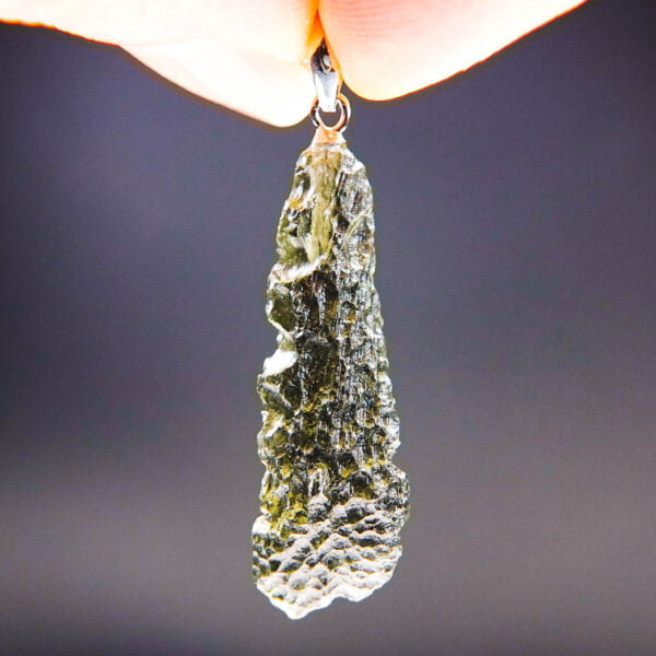 Moldavite pendant with CERTIFICATE - Drop shape