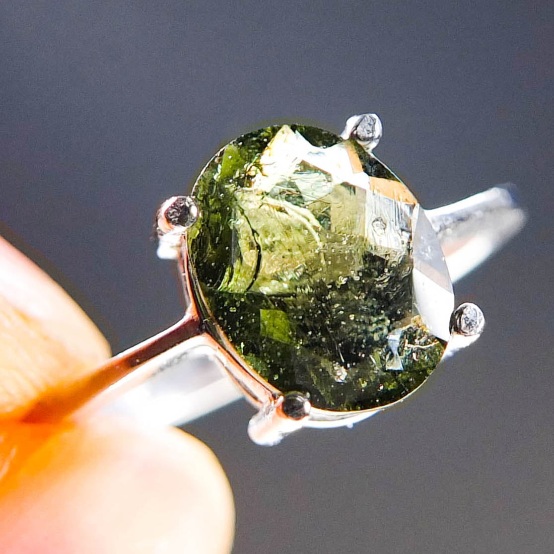 Moldavite silver Ring - Certified