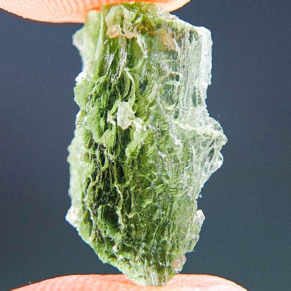 Vibrant green Moldavite with CERTIFICATE - Uncommon shape