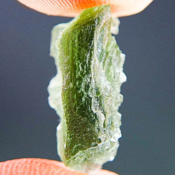 Vibrant green Moldavite with CERTIFICATE - Uncommon shape