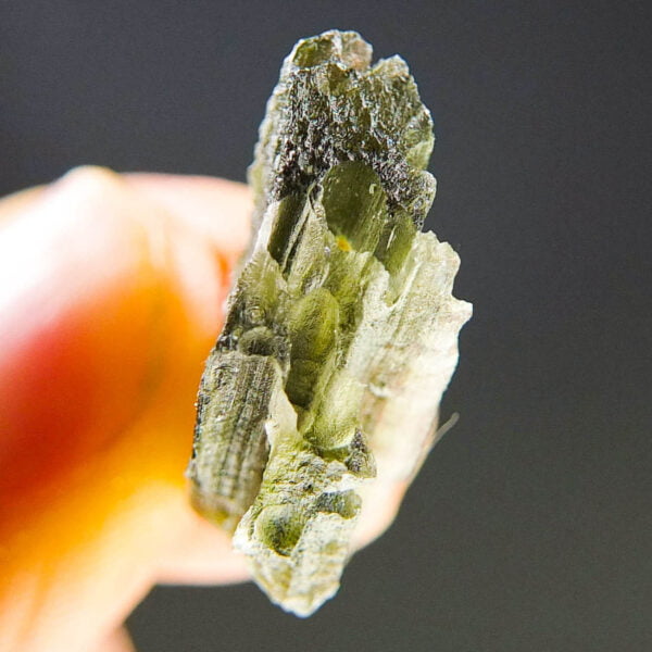 Rare Certified Moldavite with channel filled by clay