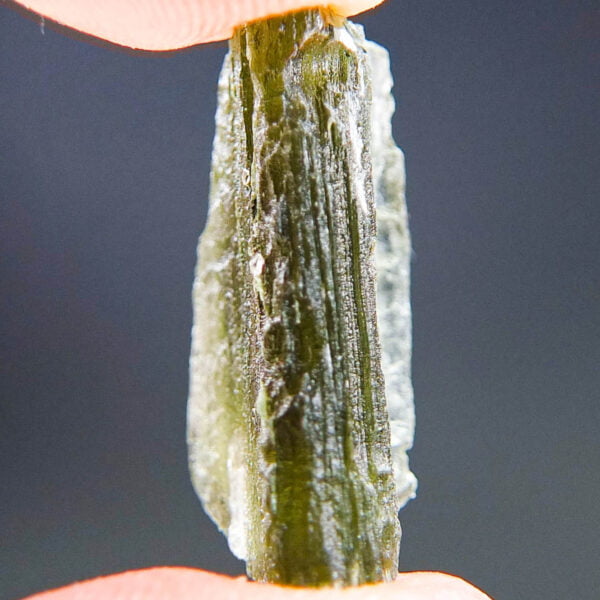 Rare Certified Moldavite with channel filled by clay