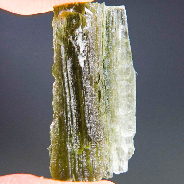 Rare Certified Moldavite with channel filled by clay