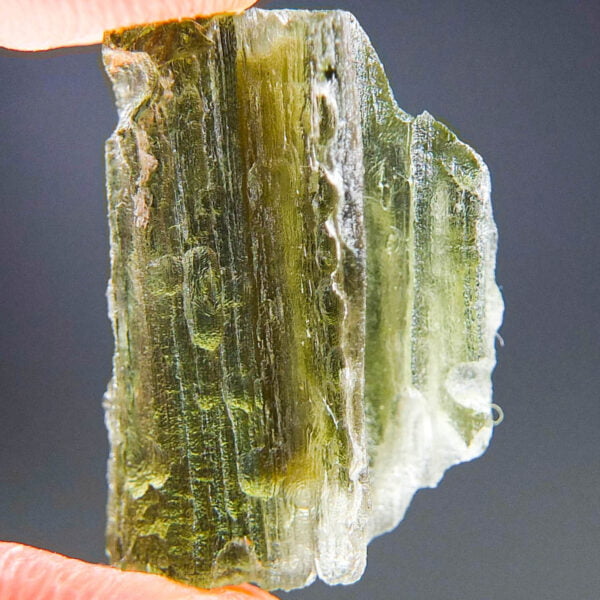 Rare Certified Moldavite with channel filled by clay