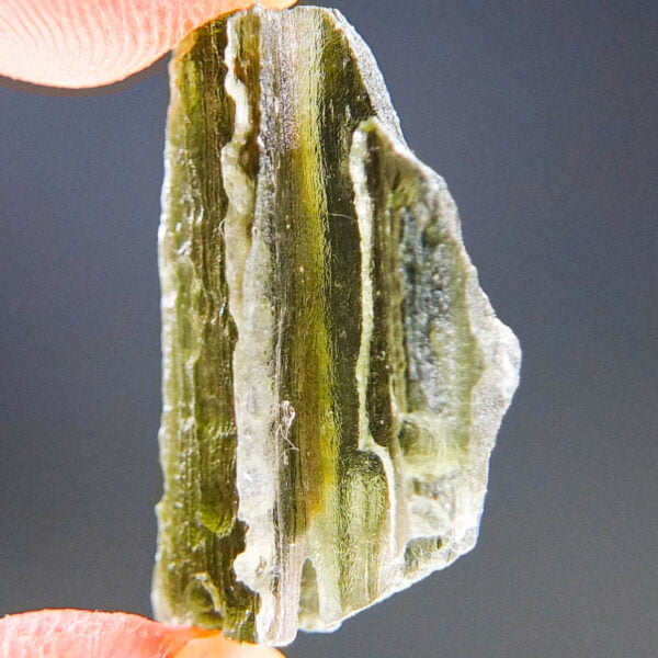 Rare Certified Moldavite with channel filled by clay