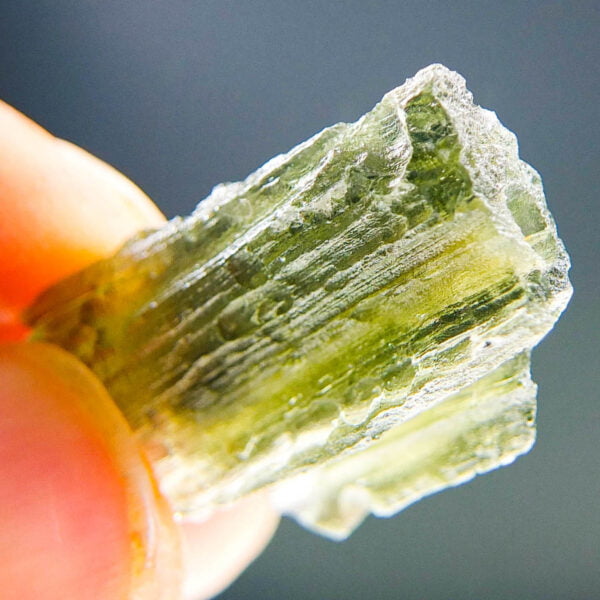 Rare Certified Moldavite with channel filled by clay