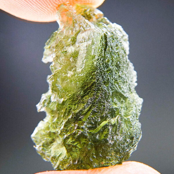 Rare Certified Moldavite with imprint of 2 bubbles