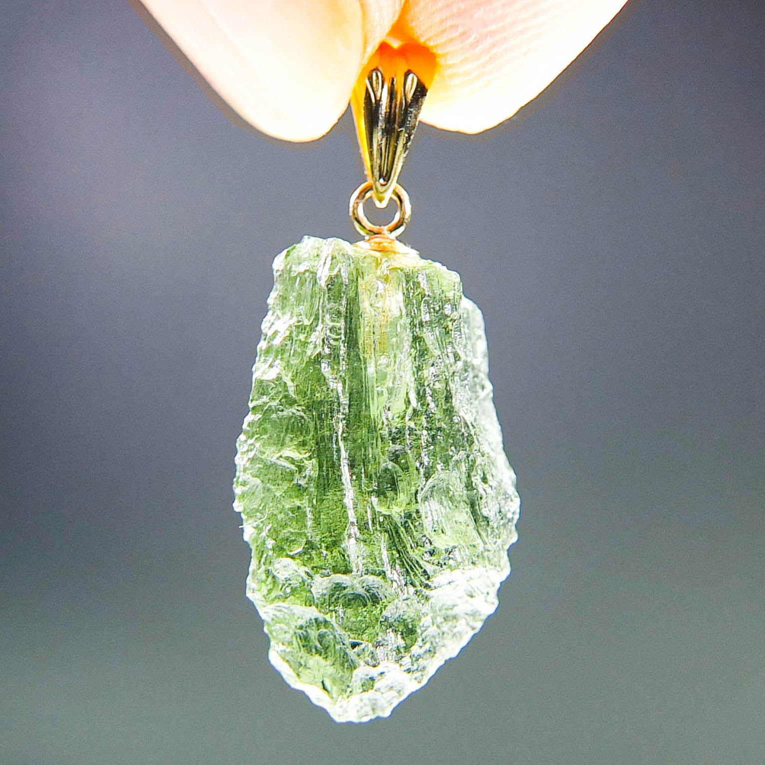 Vibrant green Moldavite Pendant with CERTIFICATE