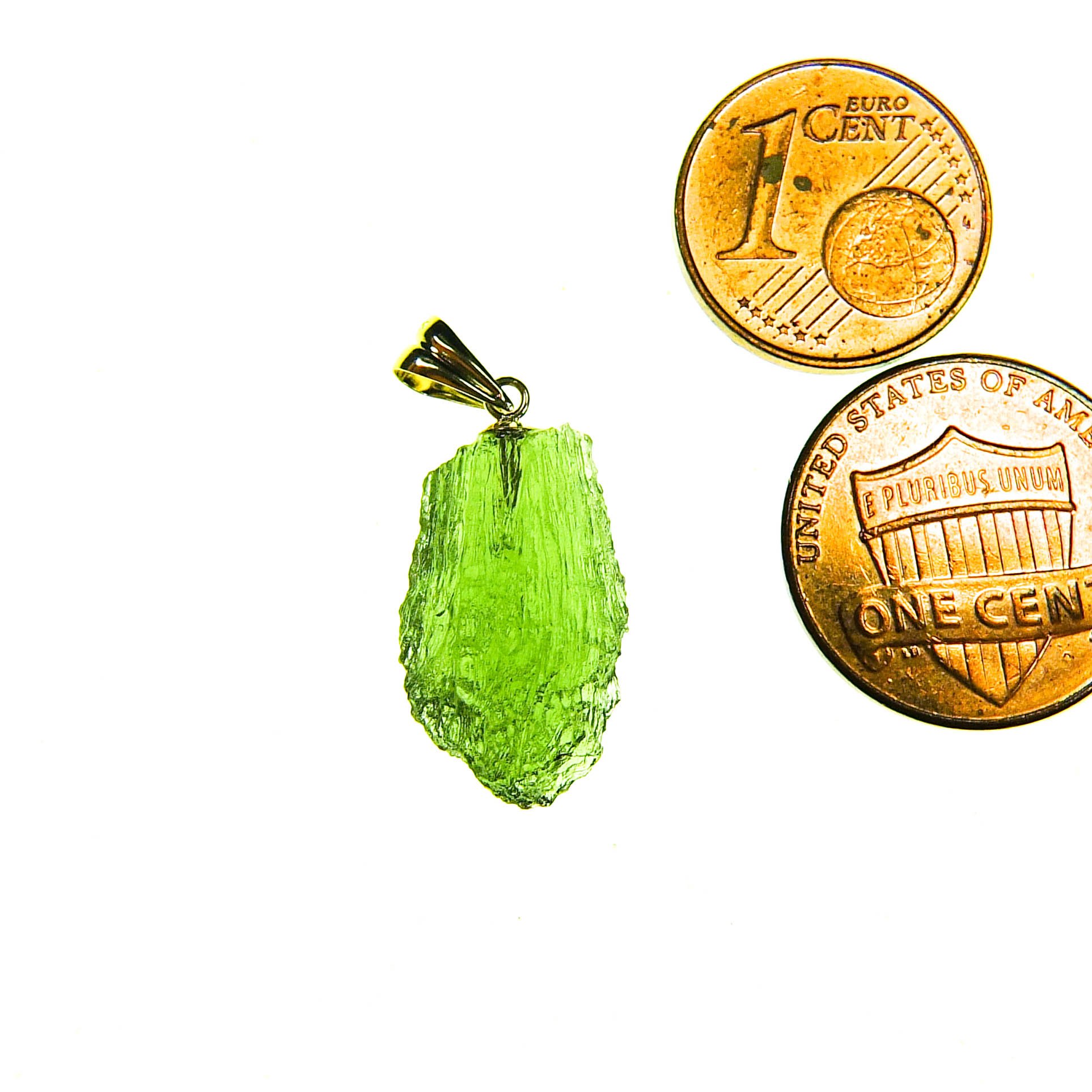 Vibrant green Moldavite Pendant with CERTIFICATE