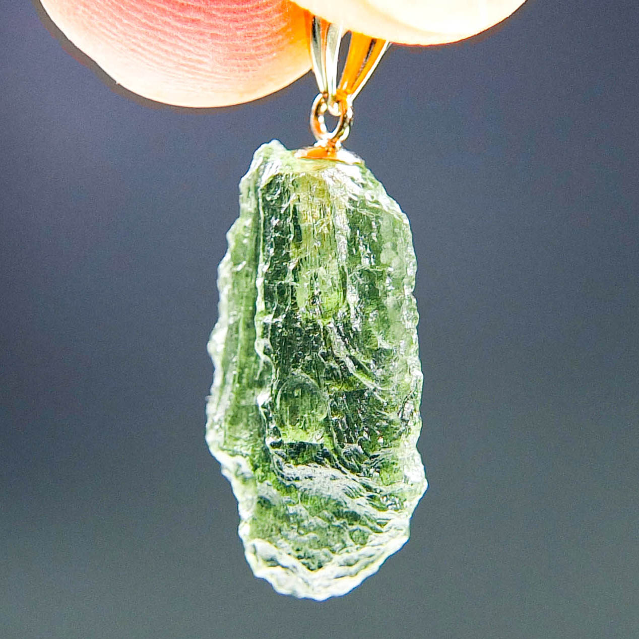 Vibrant green Moldavite Pendant with CERTIFICATE